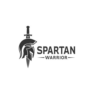 Greek Spartan Warrior with sword logo design