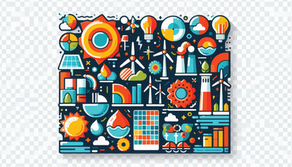 Obraz premium Sustainable Energy Icons and Symbols Collage.