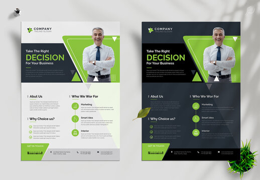 Green Corporate Business Flyer With Light & Dark Version
