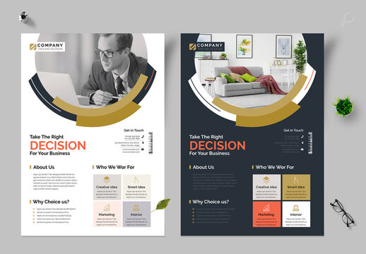 Corporate Flyers Goden Colour With Dark & light Variation