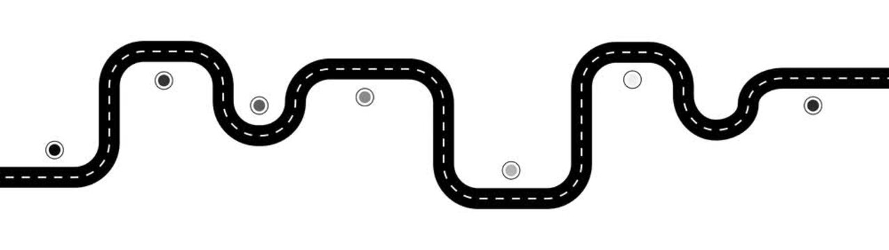 Infographic road map icon on background.Road route location time line, winding curve journey path car navigation map steps highway transport travel way animation.