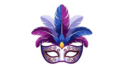 Vibrant purple and blue venetian mask with feathers party costume accessory carnival celebration