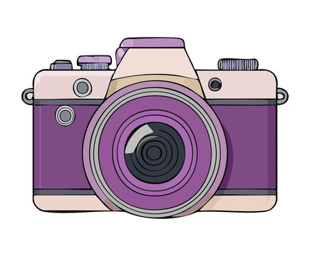 Vintage pink camera for retro photography style and artistic hobby Graphic Asset