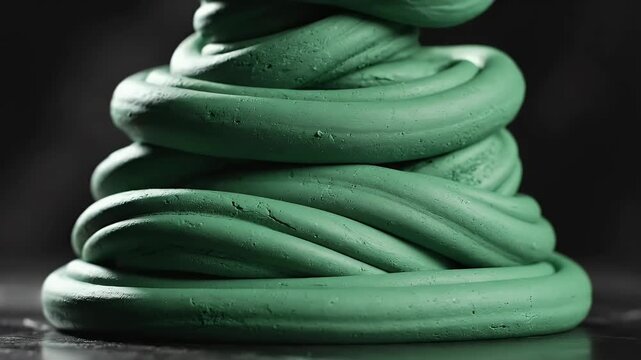 A thick stream of uncolored green modeling clay