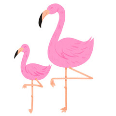 Fototapeta premium Flamingo with kid illustration