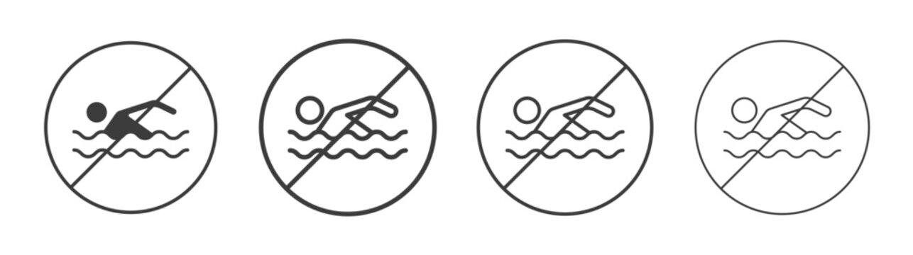 No swimming signs. flat stroke linear simple trend modern logotype design