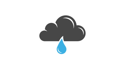 Obraz premium A blue weather icon featuring water drops on a white background symbolizes cloud computing and data technology in this vector illustration design