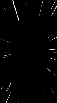4K animated cartoon speed or zoom line background. White speed lines with alpha channel background. 