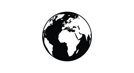 A striking black and white depiction of planet earth showcasing africa and europe isolated on white high quality © AL-AMIN