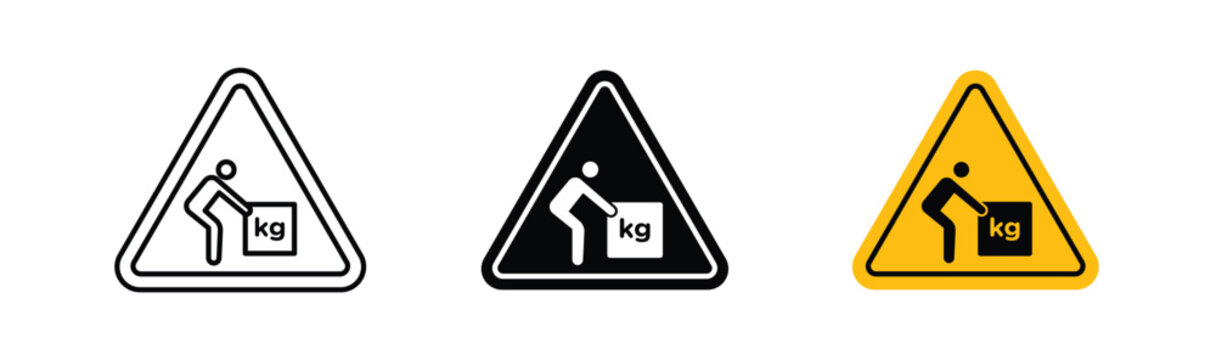 Warning heavy object signs. flat stroke linear simple trend modern logotype design