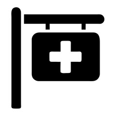 Obraz premium Medical aid sign displayed on a portable barrier for emergency access points