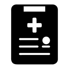 Obraz premium Medical document icon featuring a plus symbol and a person silhouette with text lines