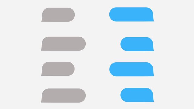 Typing text message, sending messages using mobile chat, message bubble for custom text. Animation of sending and receiving messages, Text message typing in black screen.