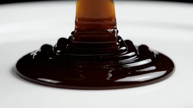 Thick dark molasses pouring in a viscous stream