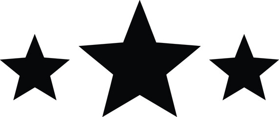 Fototapeta premium Black star icon set in three sizes, minimal rating, favorite, and highlight vector symbols collection