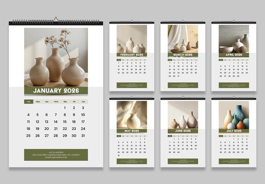 Minimal Wall Calendar 2026 Template with Modern Aesthetic Design