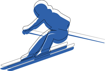 Alpine Skier Speeding Downhill Outline Vector Silhouette © AlmiraAfdila