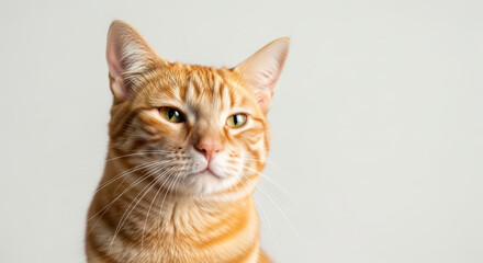 Obraz premium Orange cat portrait showing detailed fur and relaxed posture under soft lighting