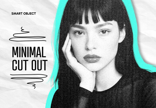 Minimal Cut Out Halftone Image Effect Mockup