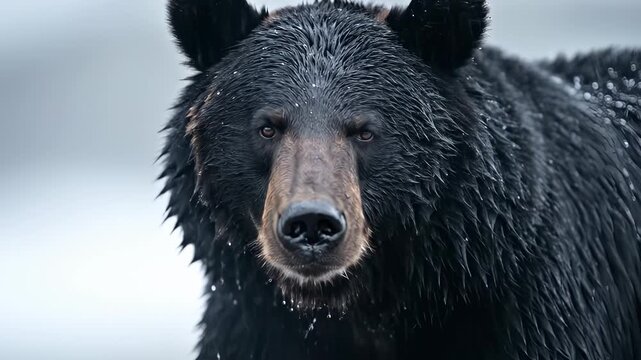 Close-up of a majestic black bear in its natural habitat.