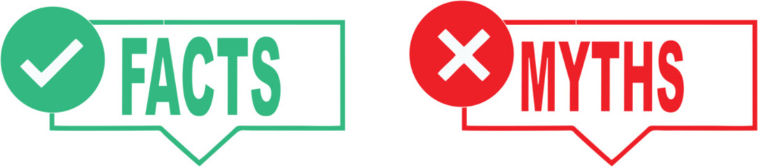 Obraz premium Facts and Myths Infographic Design Elements for Business Presentation, True or False Comparison Concept for Product Marketing and Customer Education, Flat Vector Illustration