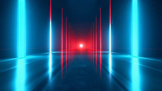 Red neon light corridor