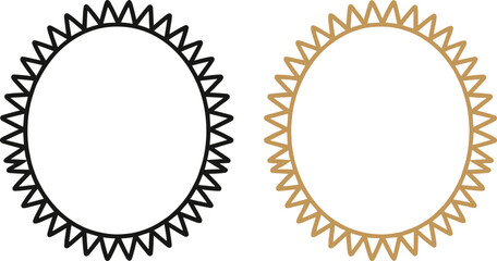 Decorative oval sunburst frames set representing vintage badge borders ornamental labels and elegant outline design elements