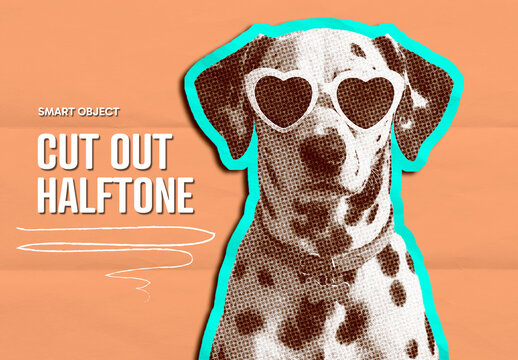 Pop Cut Out Halftone Image Effect Mockup