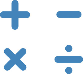 Obraz premium Basic math symbols icons set including plus minus multiply and divide representing calculation arithmetic and education concept