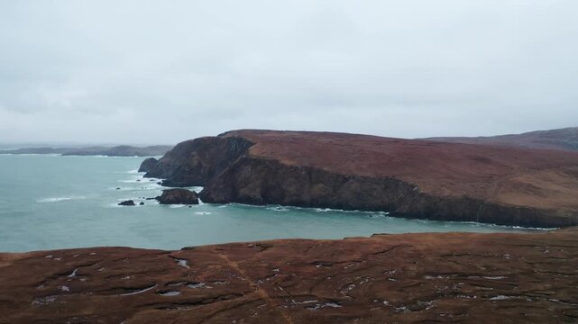 Drone shot of the cliffs near the village of Aird Uig on the Isle of Lewis.