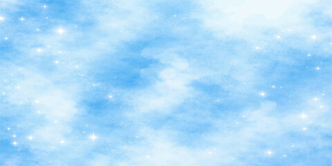 Obraz premium A beautiful blue abstract winter background features bright fluffy white clouds floating in a clear sunny sky to create a natural heavenly atmosphere with a light summer cloudscape space
