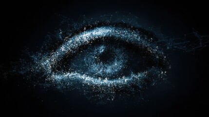 Conceptual Eye Icon Made of Digital Particles Monitors Unauthorized Apps in Cloud for IT Governance and Cloud Security Organization