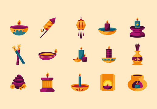 Buddhism Items Illustrative Design Set
