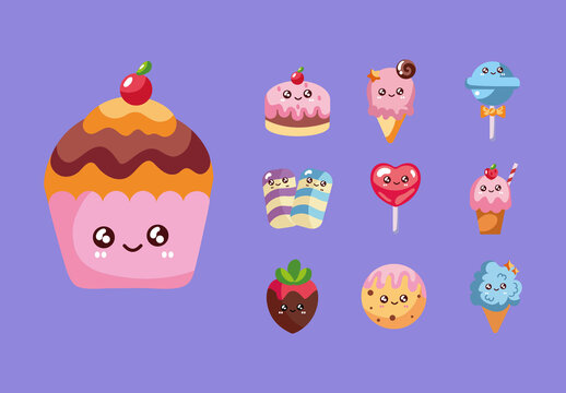 Candies Kawaii Illustrative Design Set