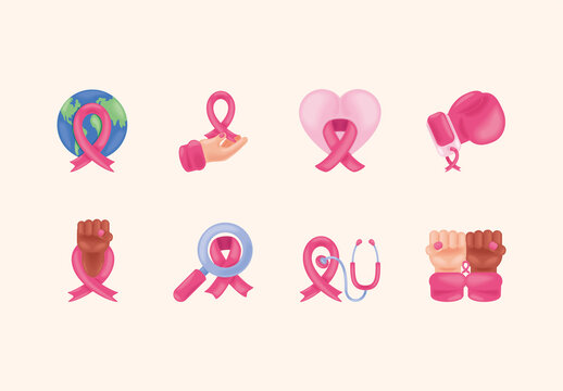 Breast Cancer Day Illustration Design Set