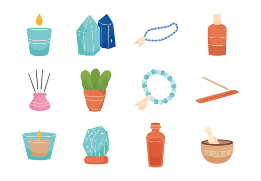 Buddhism Items Design Set Set