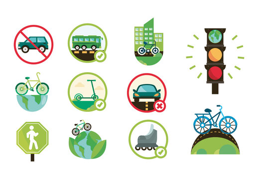 Car Free Day Illustration Set