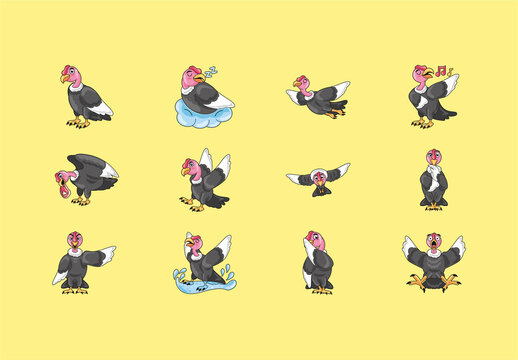 Cartoon Vulture Illustration Design Set