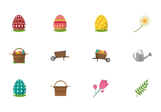 Easter Egg And Garden Icon Set