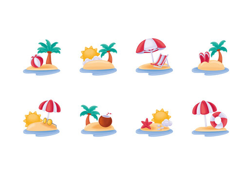 Summer Island Illustration Design Set