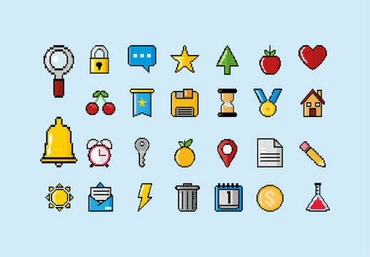 Pixels Illustration Design Set