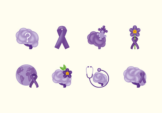 Alzheimer Day Awareness Illustration Design Set