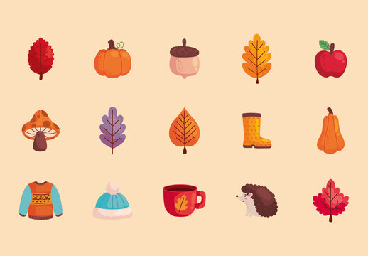 Autumn Season Elements Set