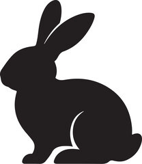 Obraz premium Black silhouette of a sitting rabbit with long ears