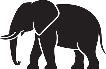 Obraz premium Black silhouette of an elephant standing white outline