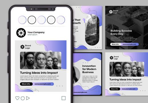 Modern Wavy Business Social Media Post