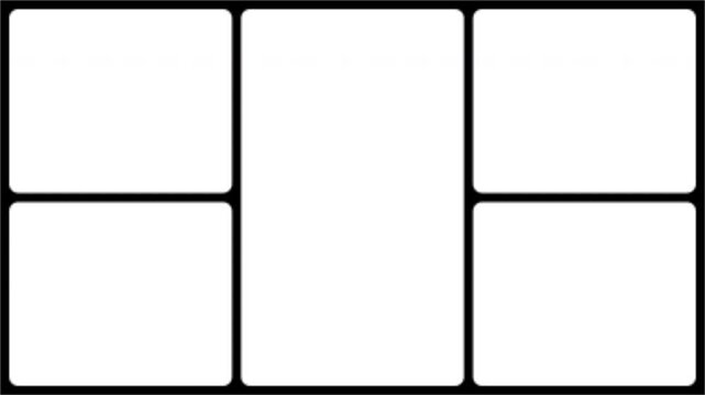 Split Screen Frame Matte with Center Vertical Panel and Four Side Sections Transparent Alpha Channel 4K