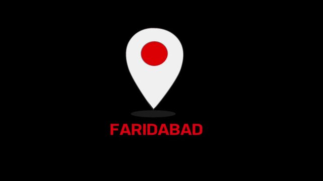 China Location city of Faridabad animated GPS location tracking icon GPS Map symbol. Map pin icon animation with jihan city text.

