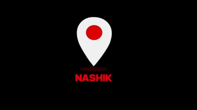 China Location city of  Nashik  animated GPS location tracking icon GPS Map symbol. Map pin icon animation with jihan city text.
