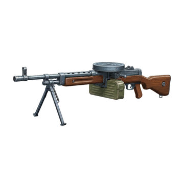 Stylized Soviet-Inspired Light Machine Gun (LMG) Concept Art I DP-28